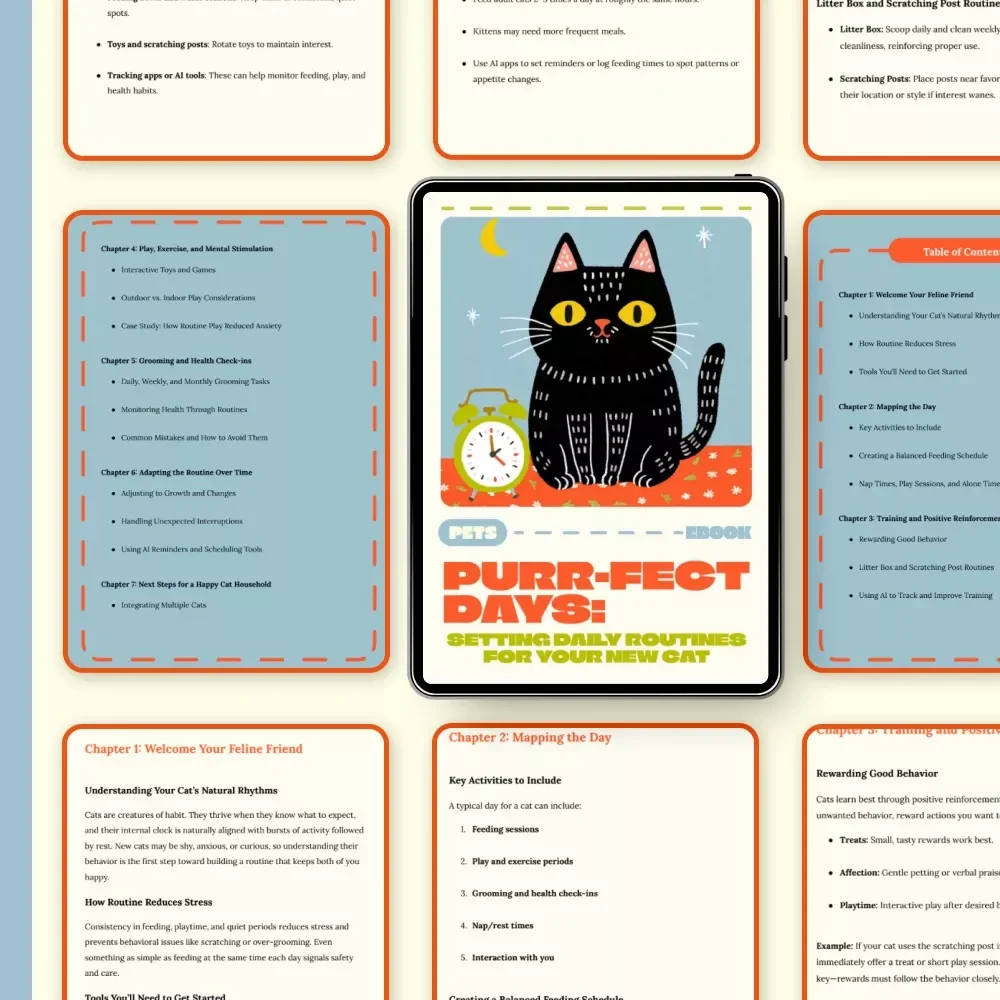 Purr-fect Days: Setting Daily Routines for Your New Cat | Cat Care eBook, Feline Routine Guide, Cat Training & Wellness Digital Download for Pet Owners