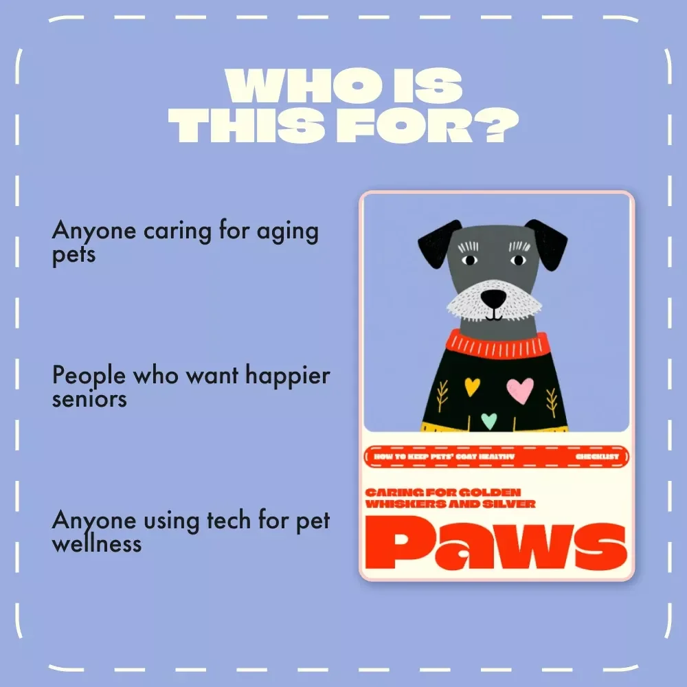 Caring for Golden Whiskers and Silver Paws – Senior Pet Care Checklist | Digital Download for How to Help Aging Pets Stay Healthy | Vet-Approved Guide for Pet Owners