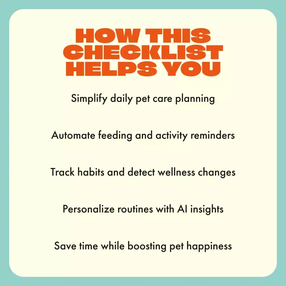Smart Scheduling for Happier Pets | AI-Powered Pet Routine Checklist for Daily Care, Feeding, Exercise, and Health Tracking | Using AI to Schedule Pet Routines | Digital Download for Organized Pet Parents