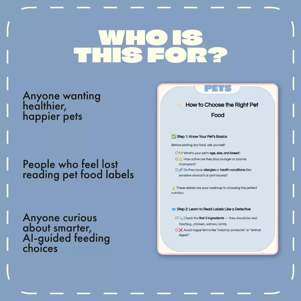 How to Choose the Right Pet Food Checklist | Printable Guide for Dog & Cat Owners | Digital Download | Learn How to Choose the Right Pet Food for Your Pet’s Needs