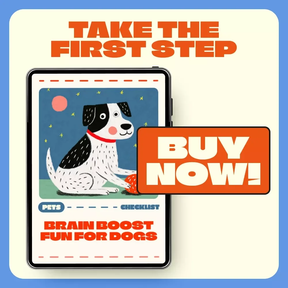 Brain Boost Fun for Dogs | Printable Checklist for Mental Stimulation Games for Dogs | DIY Dog Enrichment Activities & Training Ideas for Smarter Playtime
