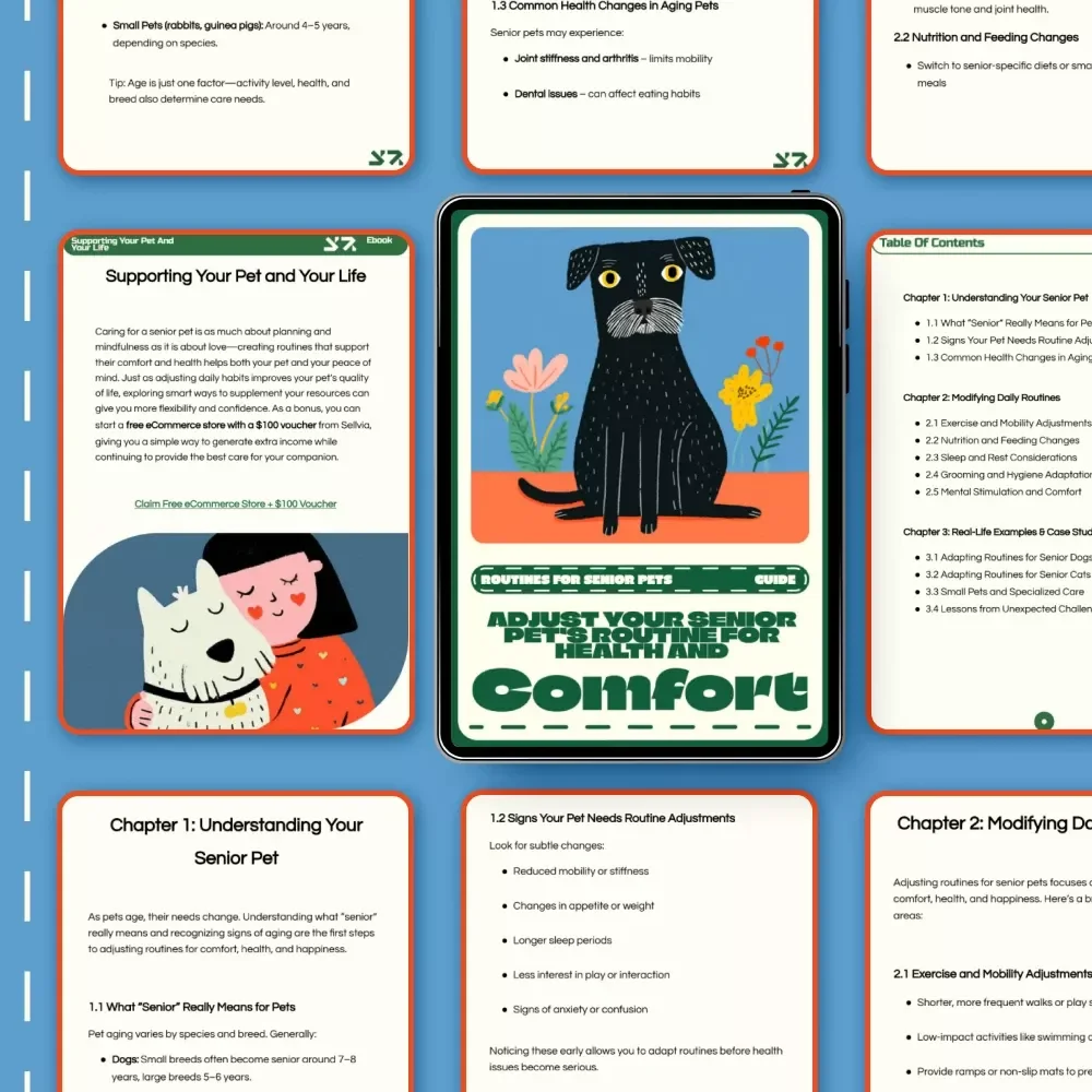 Adjust Your Senior Pet’s Routine for Health and Comfort | Senior Pet Care eBook | Digital Download Guide for Aging Pets, Dog & Cat Wellness, Pet Routine Adjustment Tips