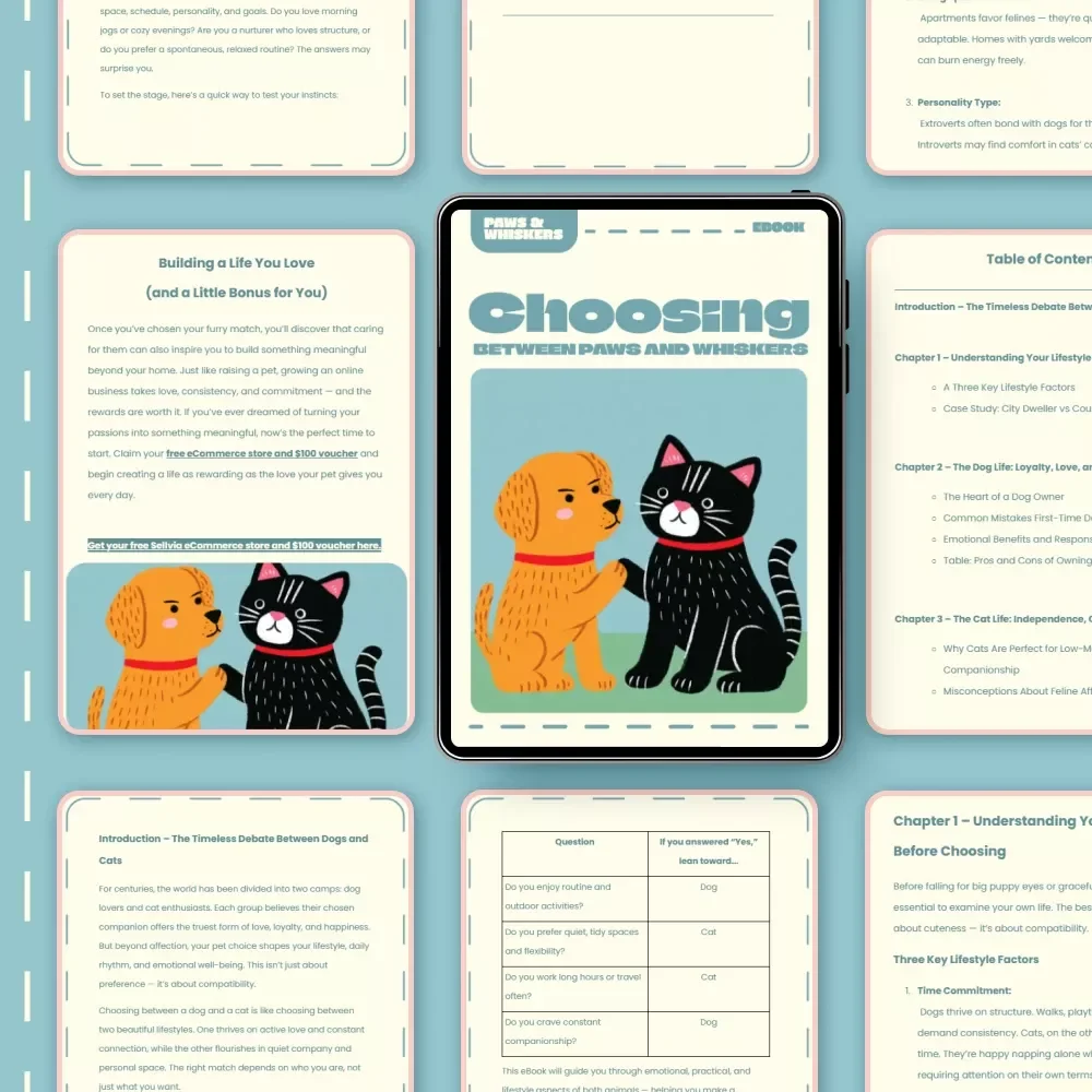 Choosing Between Paws and Whiskers | Dog vs Cat Which Is Better for Me? | Pet Owner’s Lifestyle Guide, Digital eBook Download