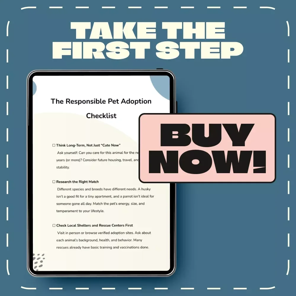 The Responsible Pet Adoption Checklist | Digital Download Guide for How to Adopt a Pet Responsibly | Printable Pet Owner Planner