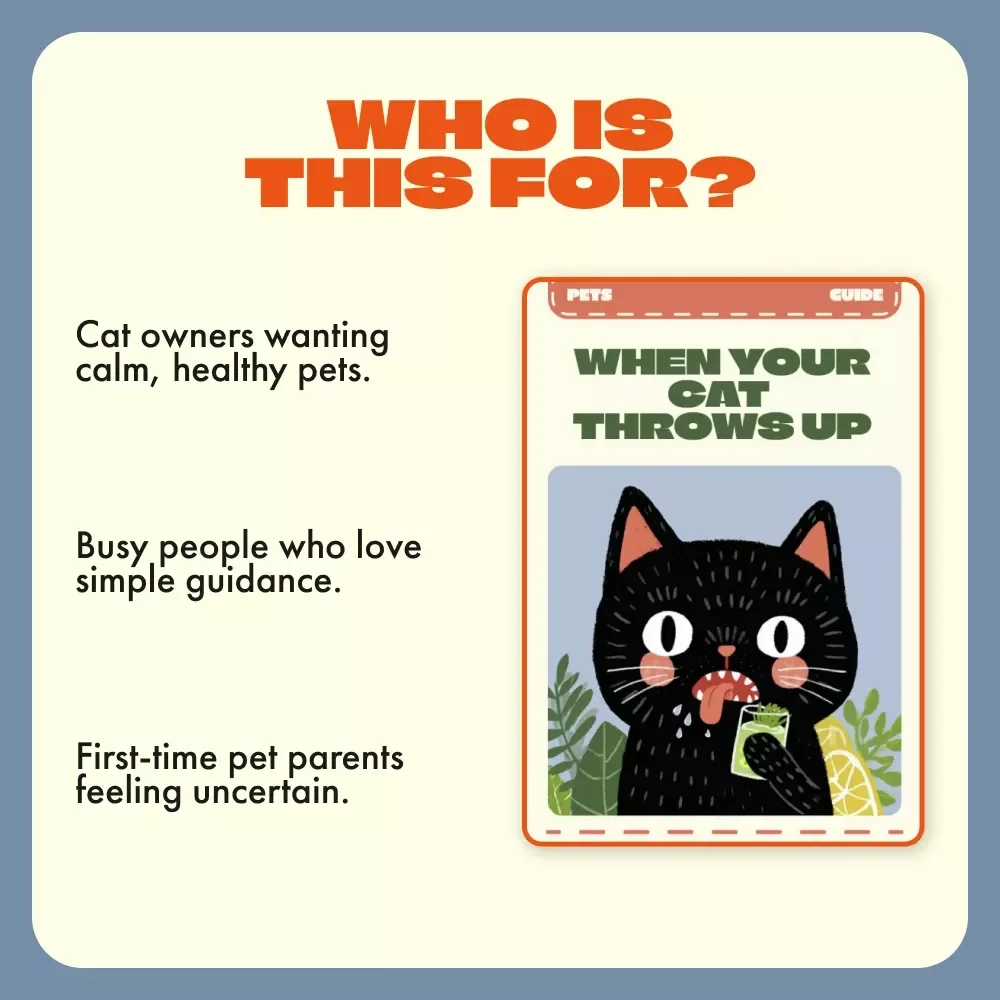 When Your Cat Throws Up | Cat Is Vomiting How to Help | Digital Guide for Cat Parents | Vet-Approved Home Tips & AI Prompts to Track and Prevent Vomiting | Printable Cat Care eBook