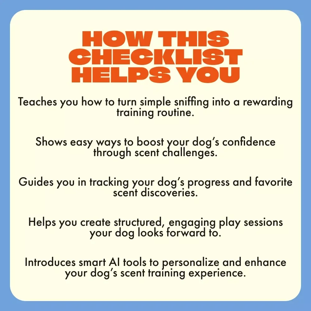 The Scent Game Checklist for Dogs | Fun DIY Scent Training Guide | How to Use Scent Games for Dogs | Printable Digital Download for Pet Enrichment