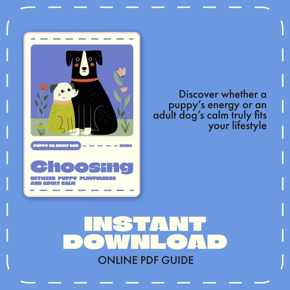 Choosing Between Puppy Playfulness and Adult Calm | Puppy vs Adult Dog Guide | Printable Pet Owner’s Decision Handbook | Digital Download