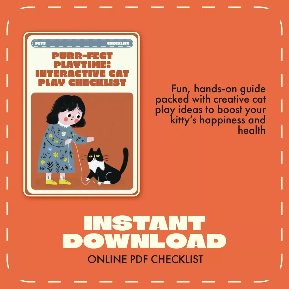 Purr-fect Playtime: Interactive Cat Play Checklist | Fun Interactive Play Ideas for Cats | Digital Download Printable for Cat Owners