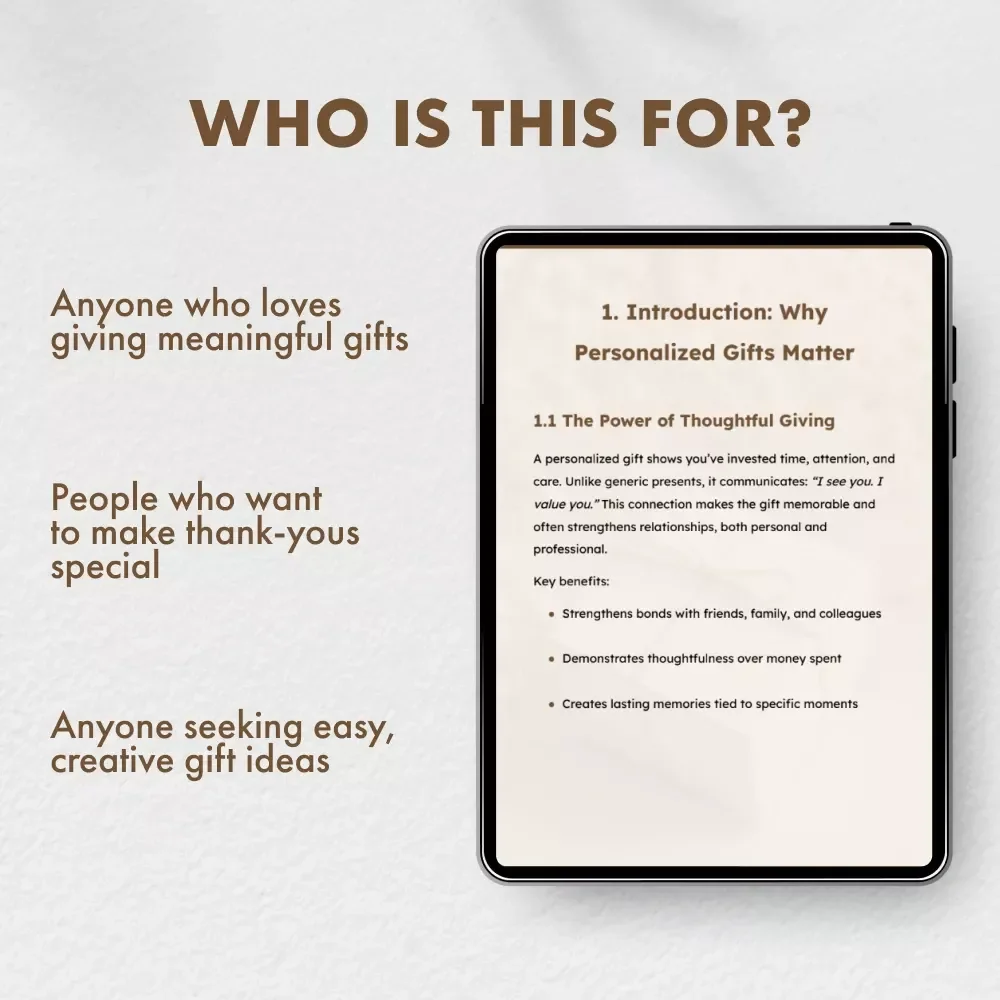 The Ultimate Guide to Personalized Thank You Gifts | Digital eBook for Meaningful, Creative, and Thoughtful Gifting Ideas