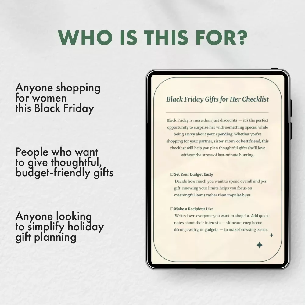 Black Friday Gifts for Her Checklist | Printable Holiday Shopping Planner | Digital Download Guide for Gift Ideas, Organization & Budgeting