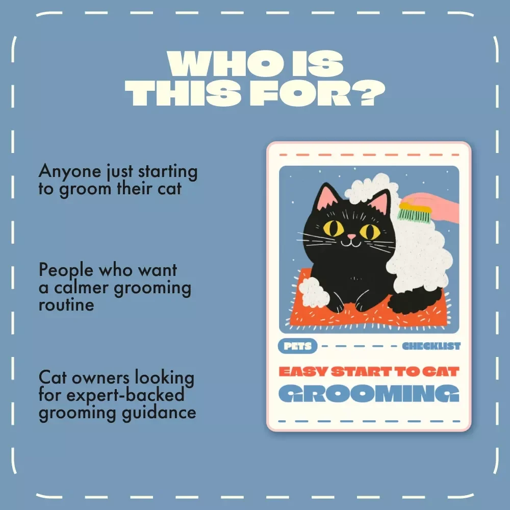 Easy Start to Cat Grooming | Printable Cat Grooming Basics for Beginners Checklist | Digital Download Pet Care Guide for New Cat Owners