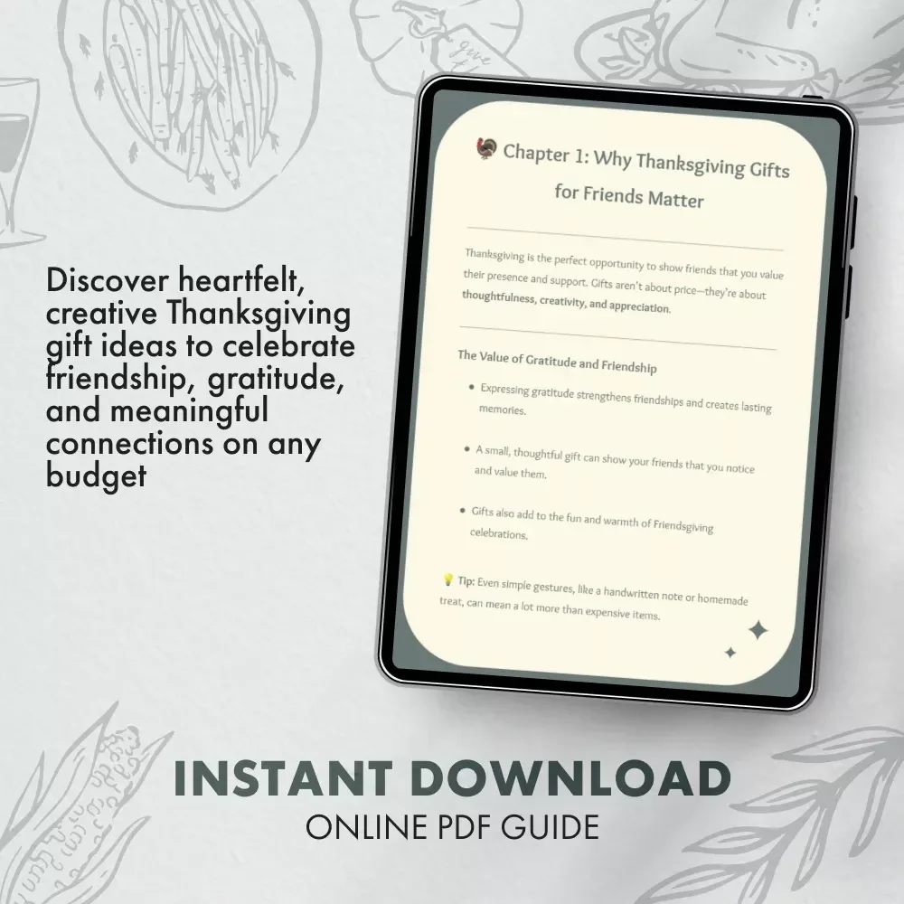 Thanksgiving Gifts for Friends | Heartfelt Digital Guide for Meaningful, Affordable, and Creative Gift Ideas | Perfect for Sharing Gratitude, Strengthening Friendships & Inspiring Thoughtful Giving