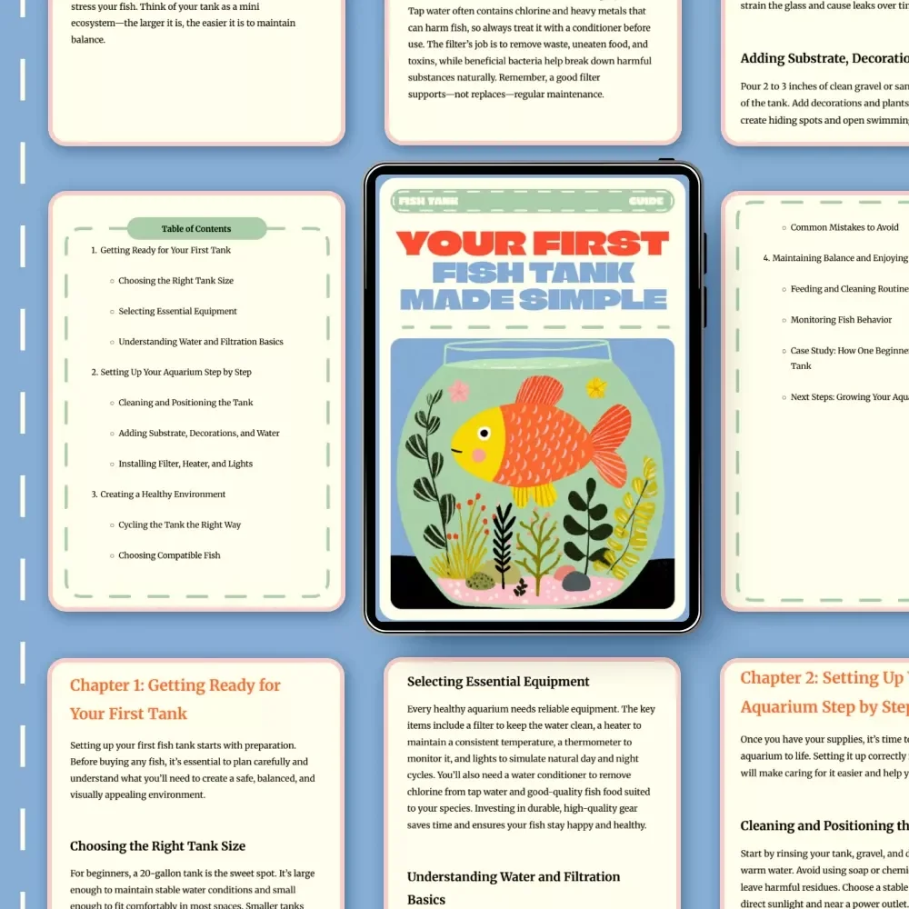Your First Fish Tank Made Simple | Beginner’s Aquarium Guide | Digital Download eBook for New Fish Keepers | Step-by-Step Setup, Care & Maintenance Checklist