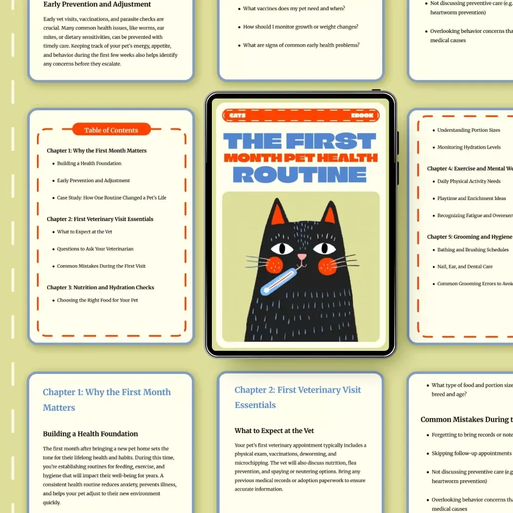 The First Month Pet Health Routine | First Month Pet Health Check Routine eBook for New Pet Owners | Puppy & Kitten Care Digital Guide