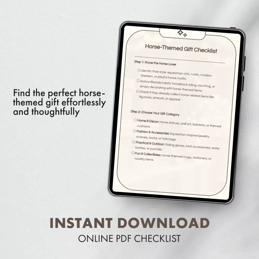 Horse-Themed Gift Checklist | Ultimate Digital Guide for Horse Lovers | Equestrian Gift Ideas, Horse-Themed Gifts & Printable Gift Planner