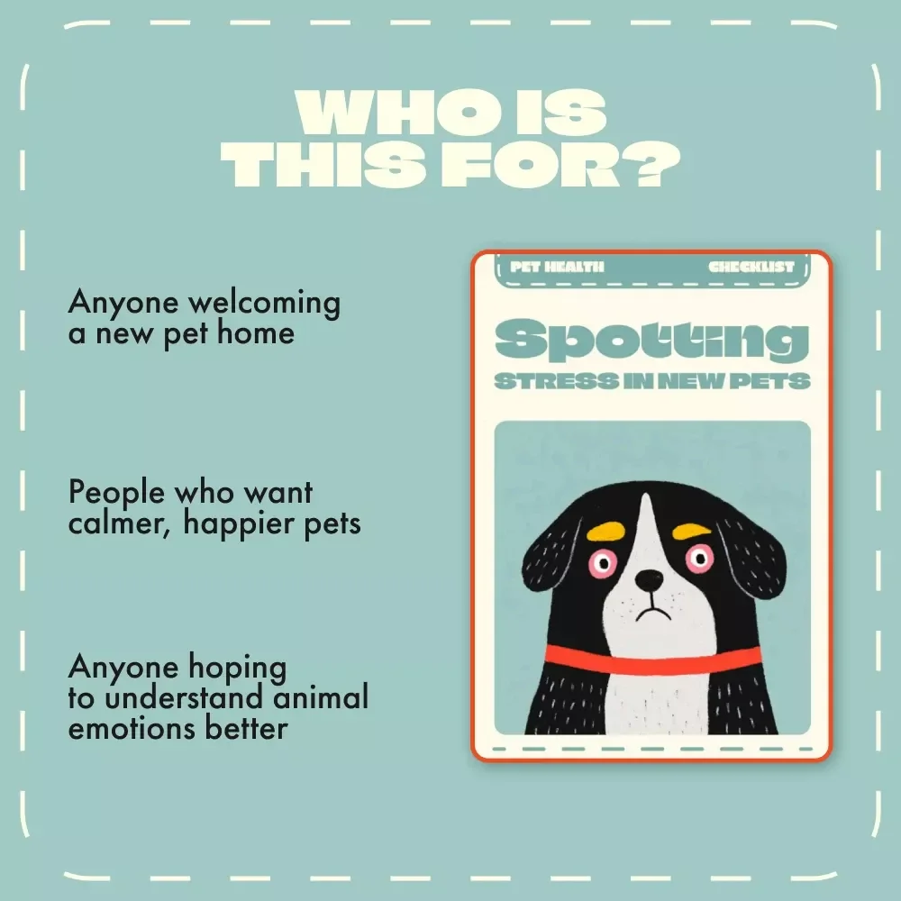 Spotting Stress in New Pets – Printable Pet Care Checklist | Signs of Stress in New Pets | Digital Download for Pet Parents & Animal Lovers