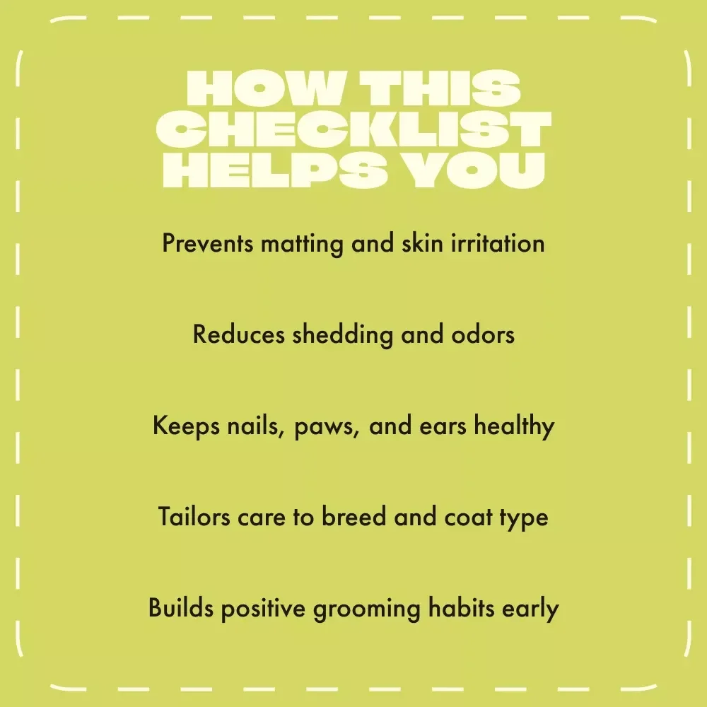 Fresh Fur Begins at the Groomer’s | Dog Grooming Checklist | When to See a Professional Groomer for Dogs | Printable Pet Care Guide for Healthy, Happy Coats