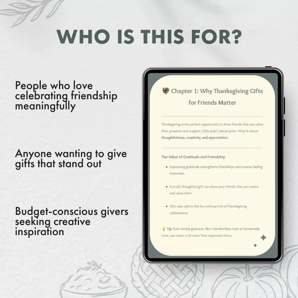 Thanksgiving Gifts for Friends | Heartfelt Digital Guide for Meaningful, Affordable, and Creative Gift Ideas | Perfect for Sharing Gratitude, Strengthening Friendships & Inspiring Thoughtful Giving