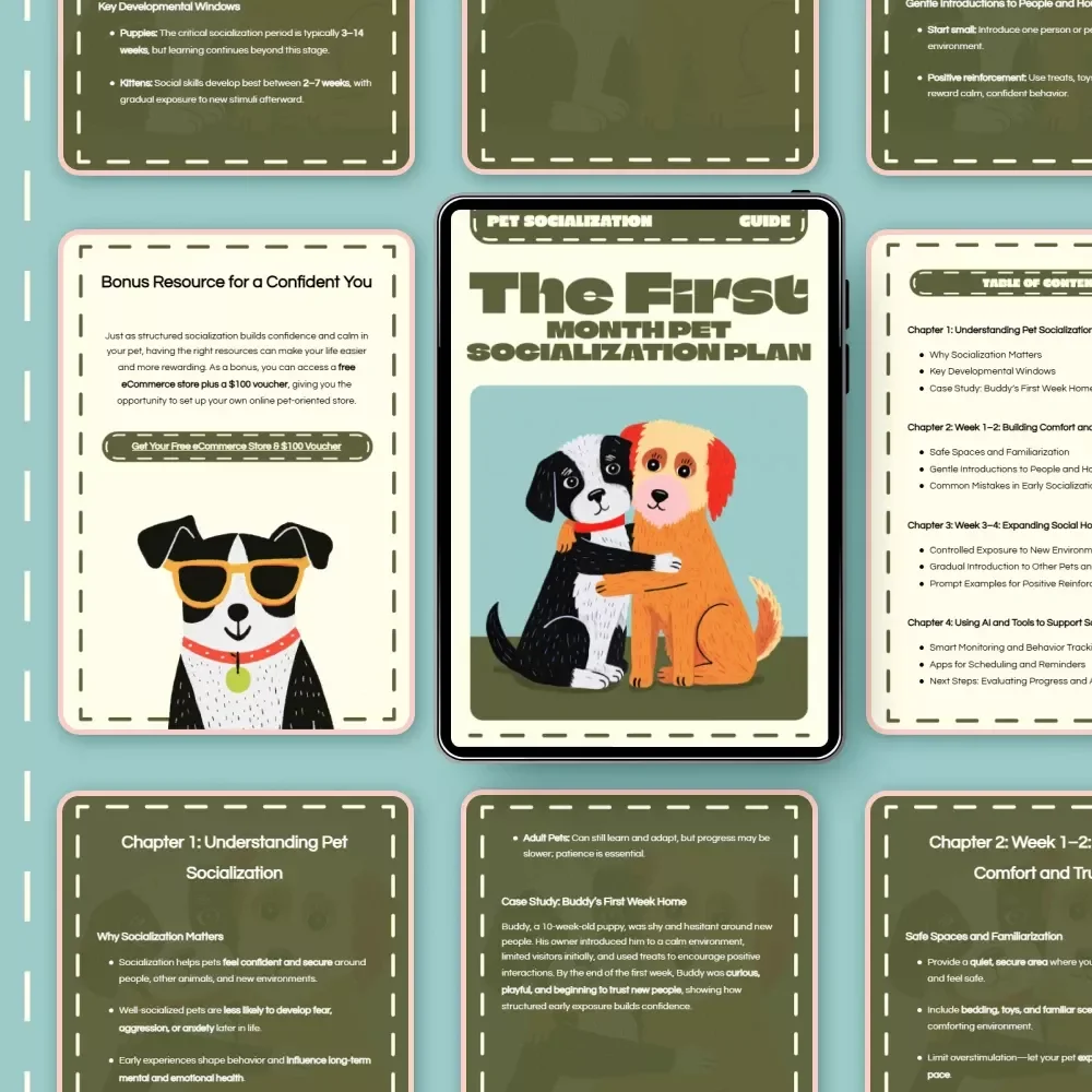 The First Month Pet Socialization Plan | Digital Guide for New Pet Owners | First 30 Days Pet Socialization Plan for Puppies & Kittens