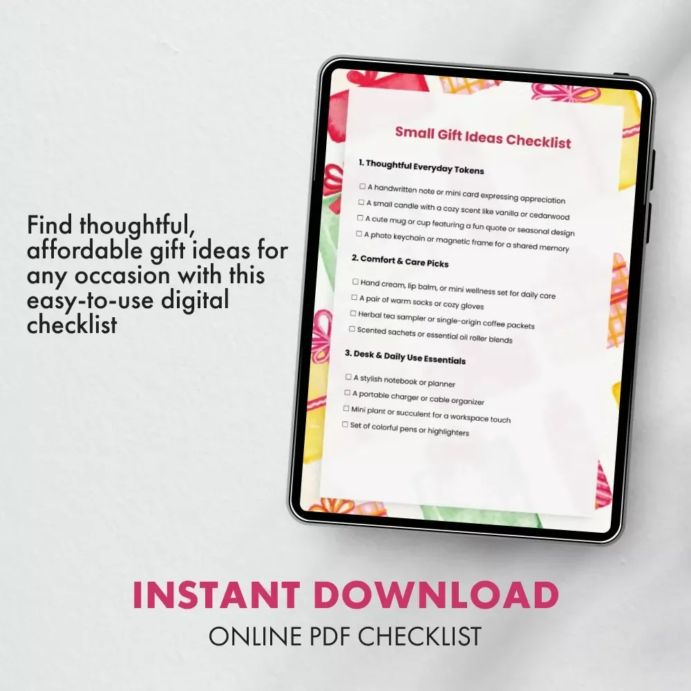 Small Gift Ideas Checklist | Perfect Thoughtful Gifts for Every Occasion | Digital Download