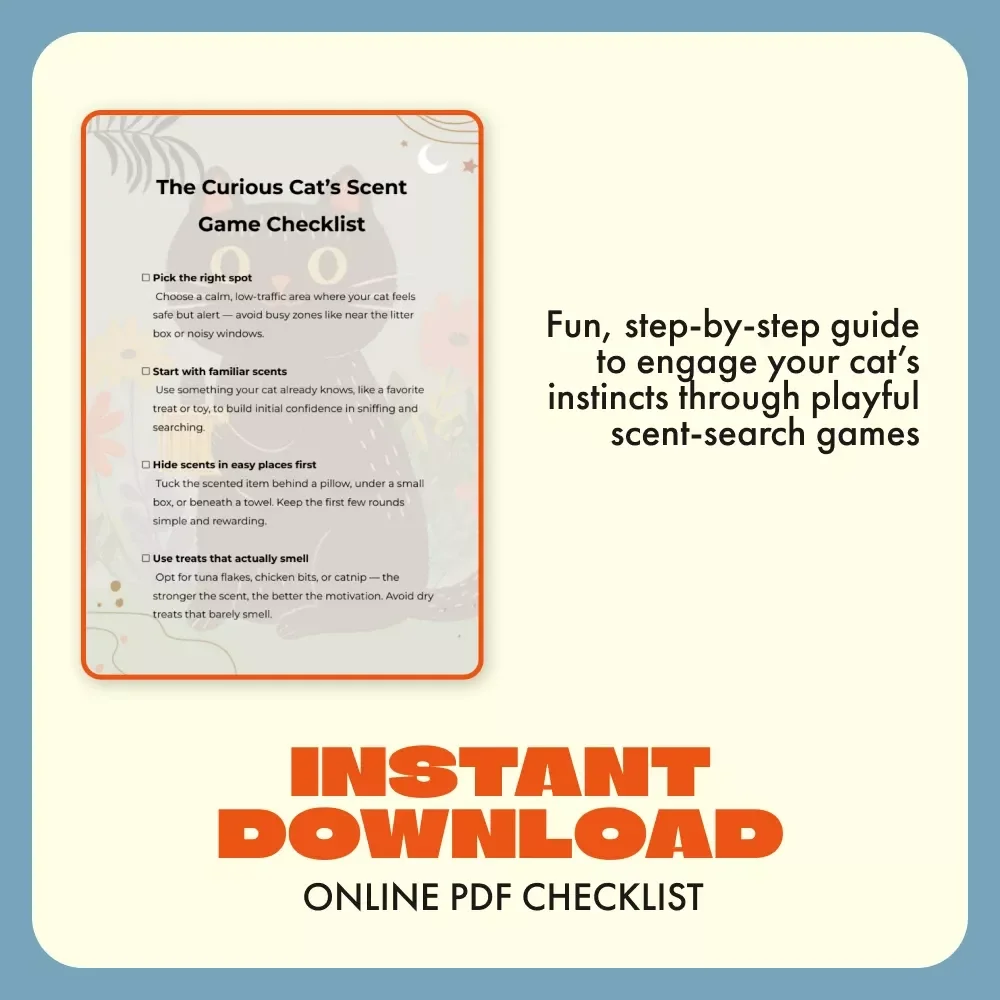 The Curious Cat’s Scent Game Checklist | Interactive Scent Games for Cats | Printable Cat Enrichment Activity | Digital Download for Cat Owners