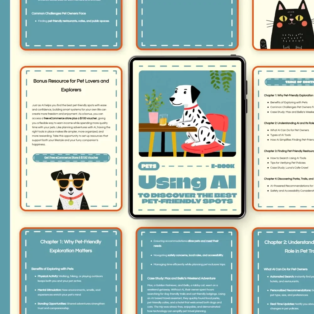 Using AI to Discover the Best Pet-Friendly Spots | Digital eBook Guide for Pet Lovers | Using AI to Find Pet Friendly Places for Restaurants, Parks, and Stays