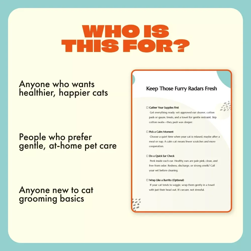 Keep Those Furry Radars Fresh – Printable Cat Ear Cleaning Checklist | Digital Pet Care Guide | How to Clean Ears of a Cat Made Easy