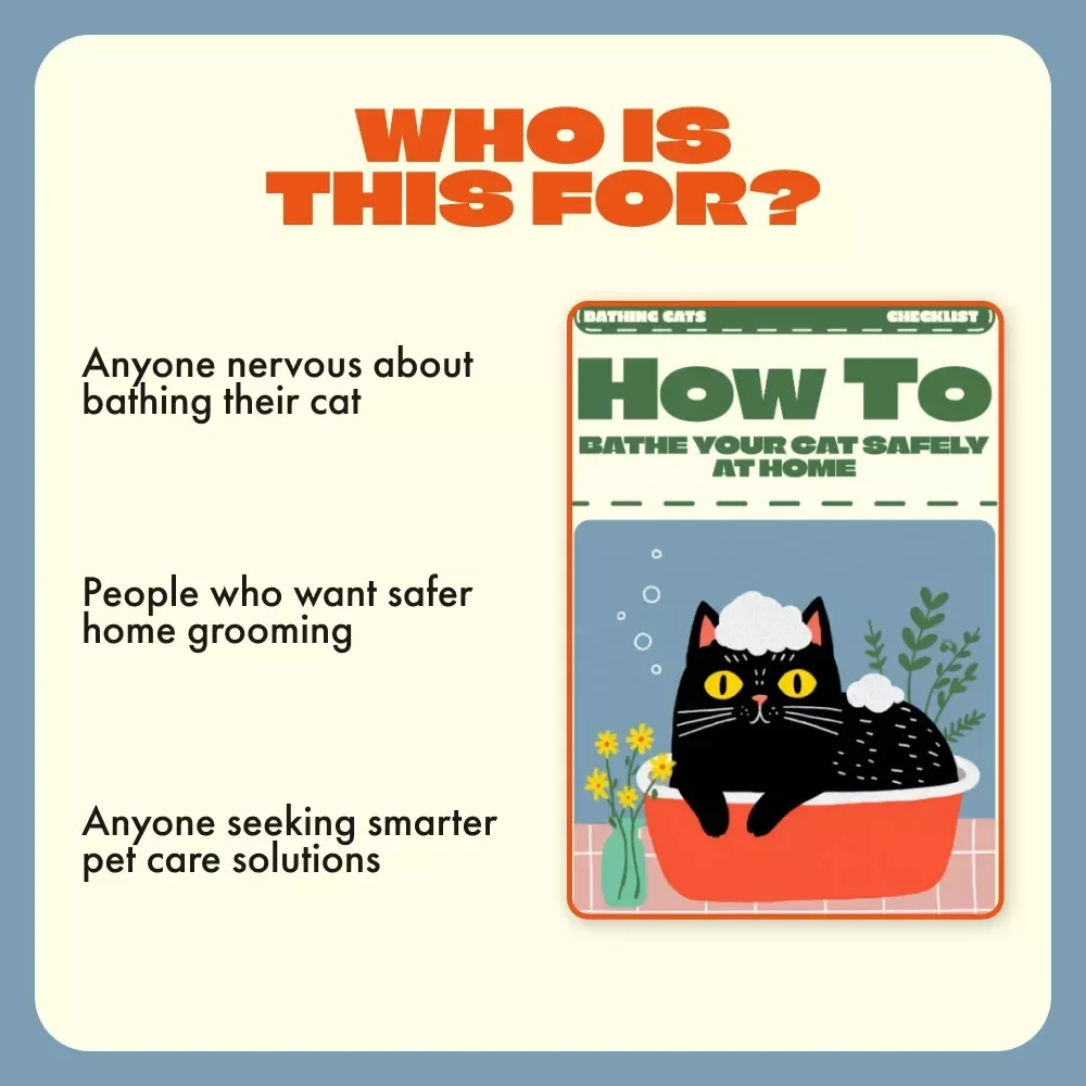 How to Bathe Your Cat Safely at Home Checklist | Digital Download Guide for Pet Owners | Bathing Cats at Home Safely Made Easy
