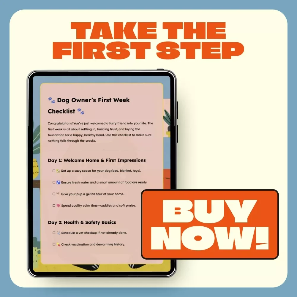 Dog Owner’s First Week Checklist | Printable Digital Download | First Week Plan for Dog Owners | Puppy Care & Training Guide
