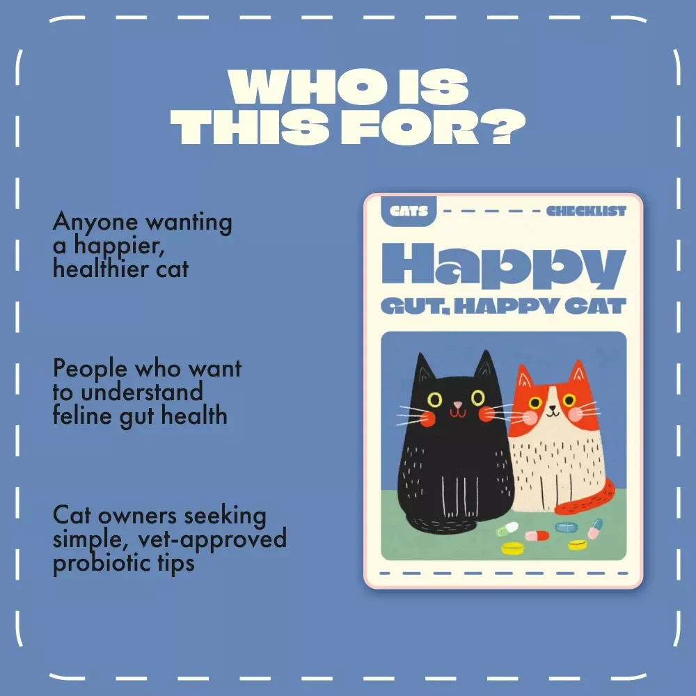 Happy Gut, Happy Cat | Printable Checklist for Cat Digestive Health | Probiotics for Cats Guide | Feline Wellness Digital Download