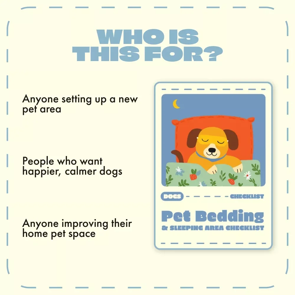Pet Bedding & Sleeping Area Checklist | Digital Pet Care Guide for Creating the Perfect Cozy Spot | Printable Pet Bedding and Sleeping Area Setup for Dogs