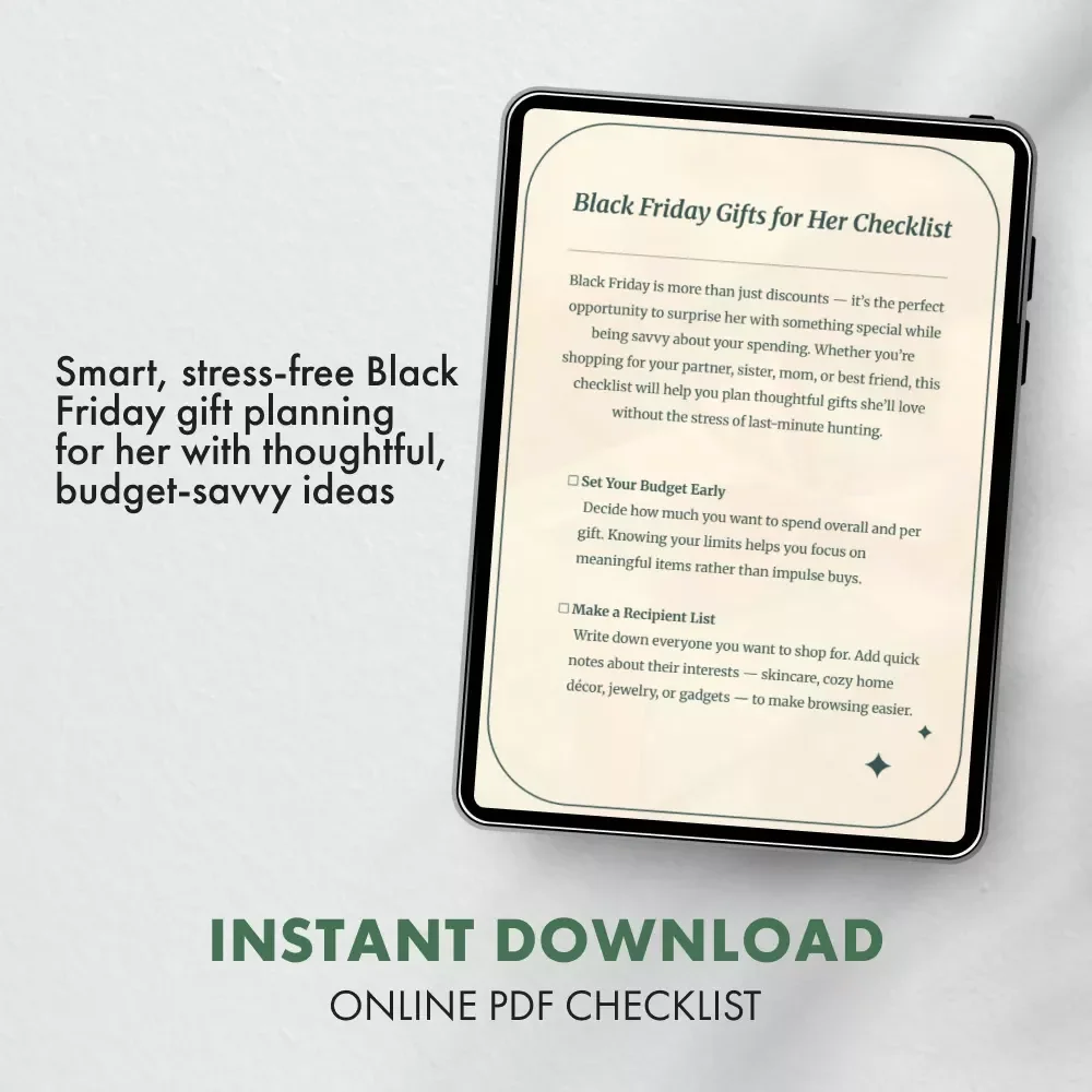 Black Friday Gifts for Her Checklist | Printable Holiday Shopping Planner | Digital Download Guide for Gift Ideas, Organization & Budgeting