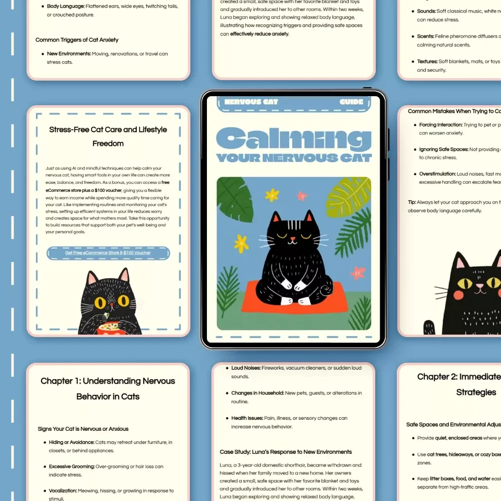 Calming Your Nervous Cat | Gentle Anxiety Relief Guide for Cats | Digital Download for Pet Parents | Step-by-Step Cat Calming Techniques | Behavioral Training & AI Support for Feline Anxiety