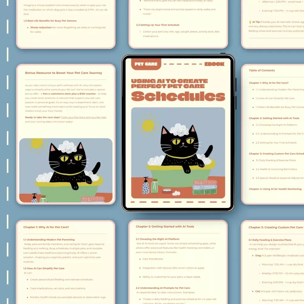 Using AI to Create Perfect Pet Care Schedules | AI Pet Care eBook Guide for Pet Owners | Digital Download for Smarter Pet Parenting