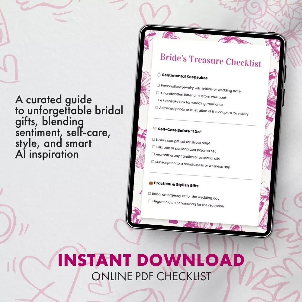 Bride’s Treasure Checklist | Ultimate Gifts for Bride Ideas | Digital Download Wedding Gift Guide