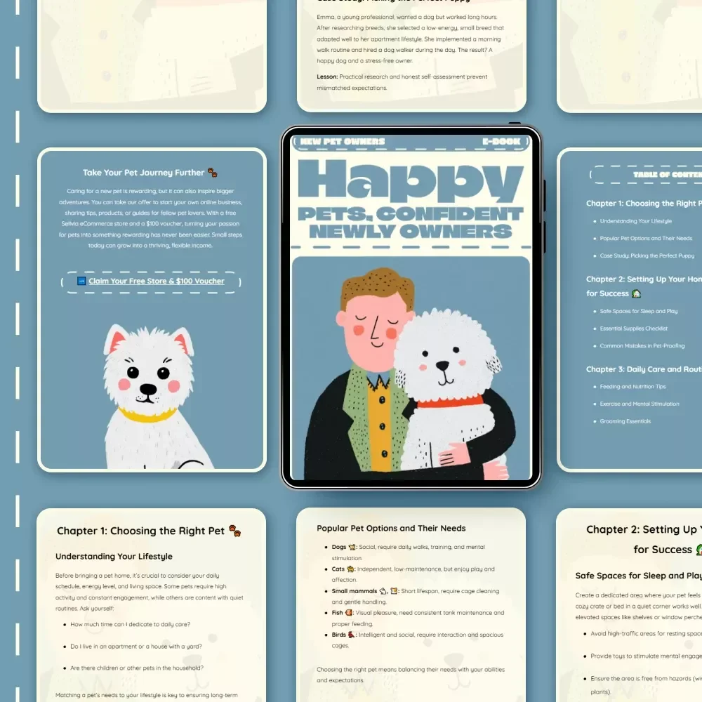 Happy Pets, Confident Newly Owners | eBook for New Pet Parents | Tips for New Pet Owners, Pet Care Guide, Home Setup & Training Essentials