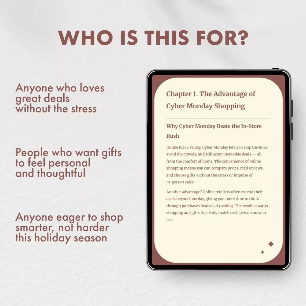 Cyber Monday Gifts That Make Smart Shopping Feel Personal | Ultimate Cyber Monday Gifts Guide for Savvy Shoppers | Digital Download eBook for Meaningful, Budget-Friendly Holiday Gifting