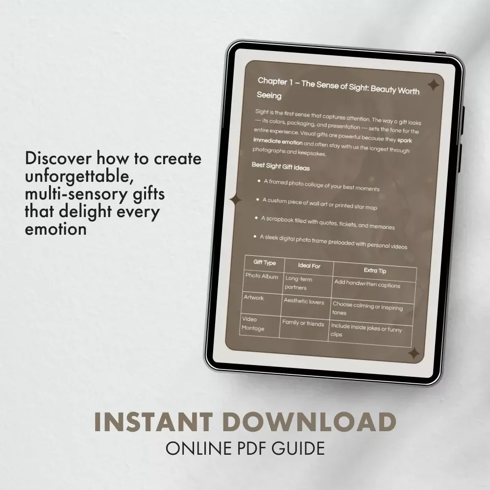 The Gift That Touches Every Sense | 5 Senses Gift Ideas Guide for Romantic, Birthday & Holiday Gifts | Digital Download eBook for Unique Sensory Gift Inspiration