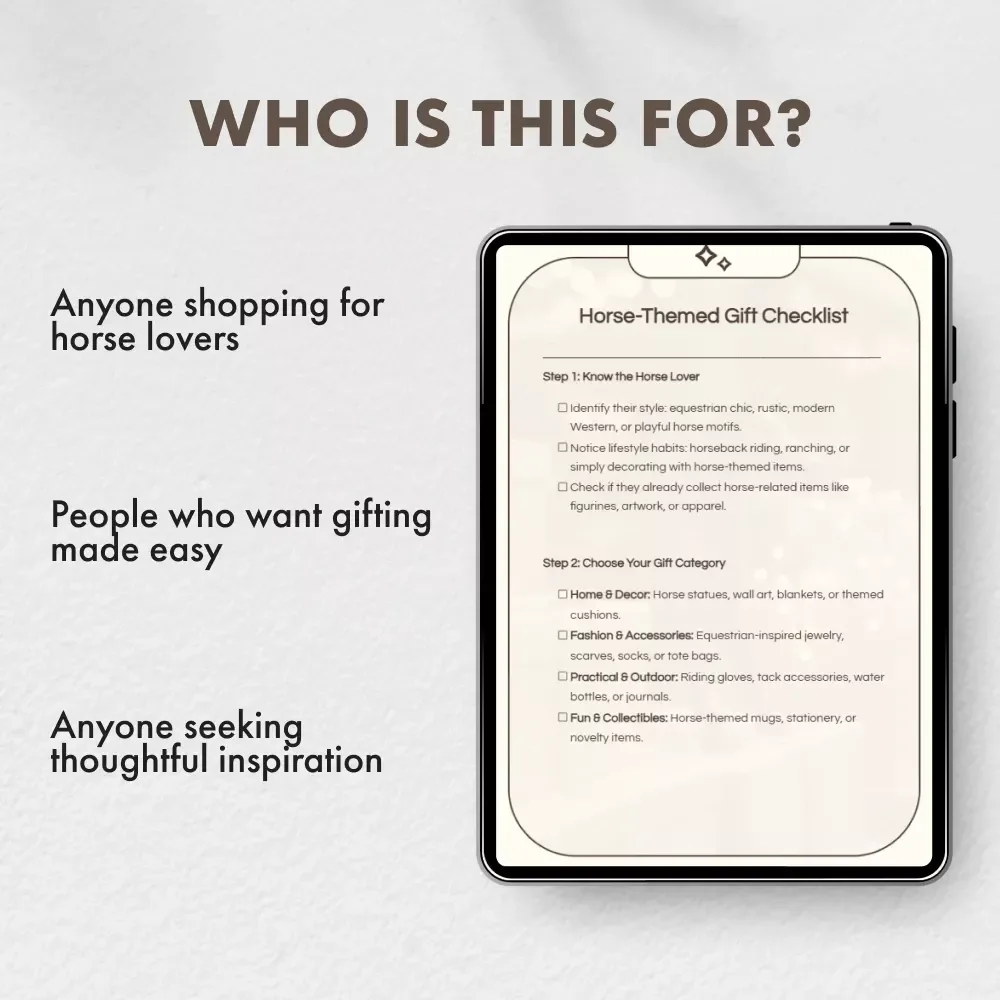 Horse-Themed Gift Checklist | Ultimate Digital Guide for Horse Lovers | Equestrian Gift Ideas, Horse-Themed Gifts & Printable Gift Planner
