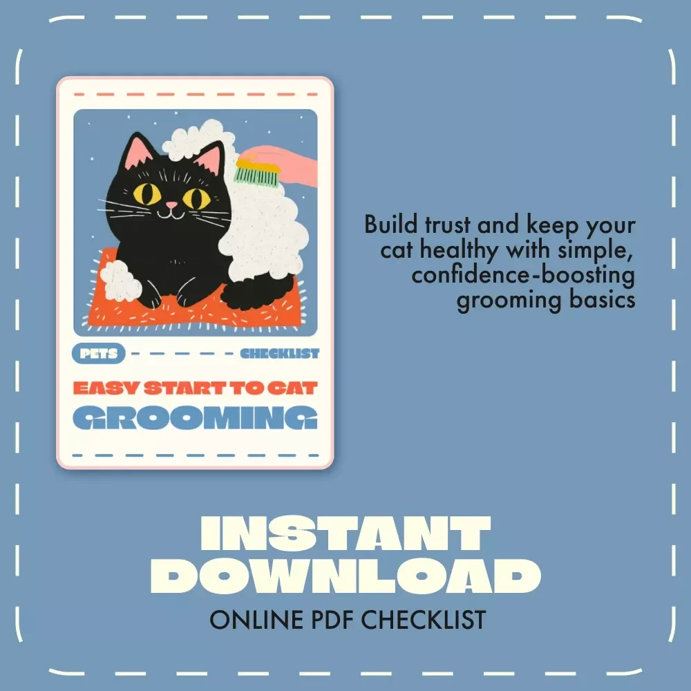 Easy Start to Cat Grooming | Printable Cat Grooming Basics for Beginners Checklist | Digital Download Pet Care Guide for New Cat Owners
