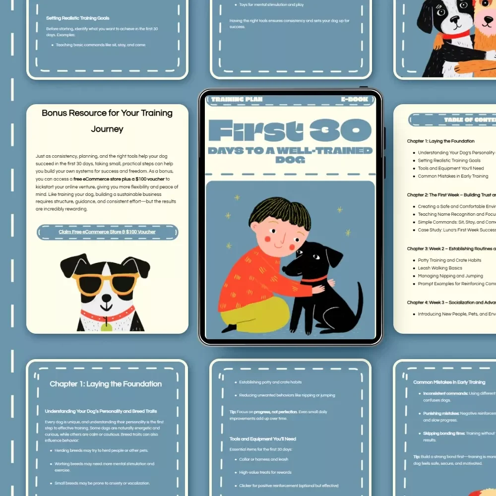 First 30 Days to a Well-Trained Dog | Complete First 30 Days Training Plan for Dogs | Digital eBook Guide for New Dog Owners, Puppy Training, and Obedience Success