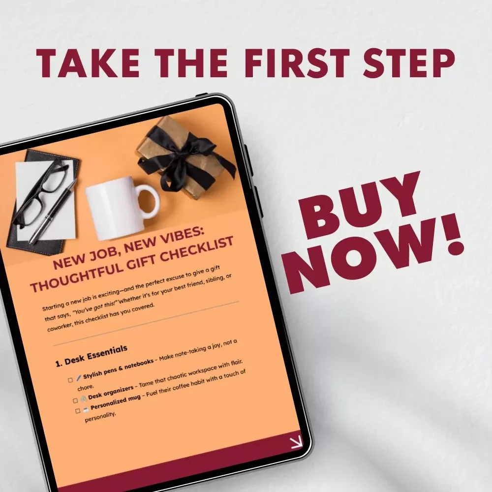 New Job, New Vibes: Thoughtful Gift Checklist | Printable New Job Gift Ideas Guide for Coworkers, Friends & Family | Digital Download