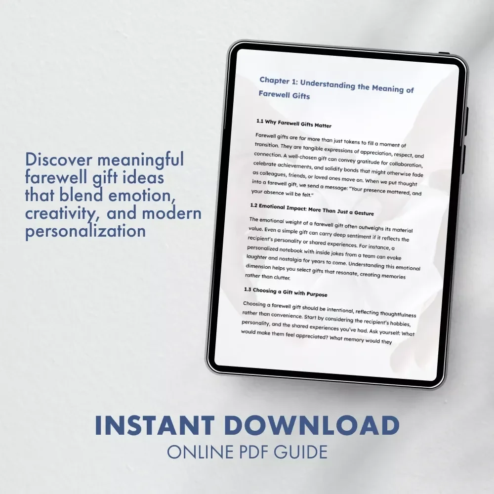 Parting Presents: Thoughtful Farewell Gifts | Ultimate Guide to Farewell Gift Ideas for Friends, Colleagues & Loved Ones | Digital Download eBook for Memorable Goodbyes