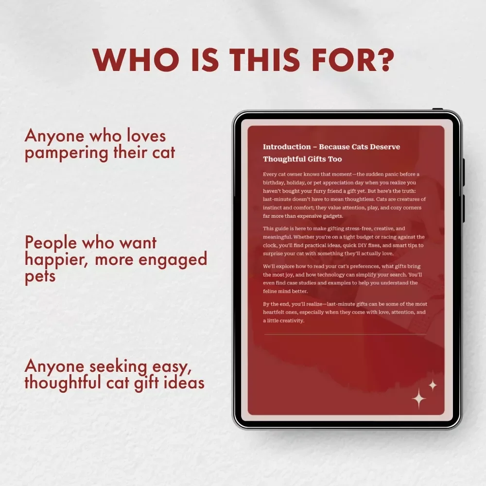 Purrfect Surprises for Your Feline Friend – The Ultimate eBook Guide for Cat Lovers | Best Last-Minute Gifts for Cats, DIY Ideas & Smart Shopping Tips