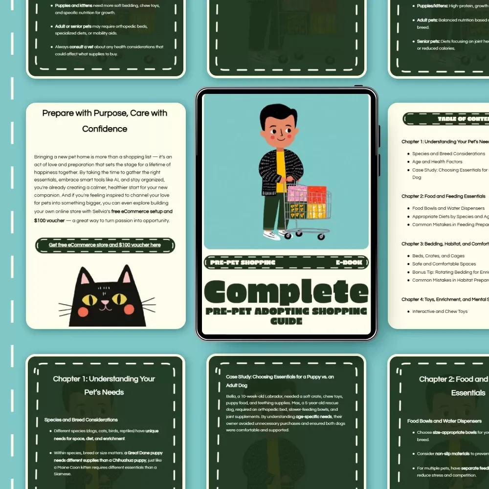Complete Pre-Pet Adopting Shopping Guide | Digital eBook for New Pet Owners | What to Buy Before Bringing a Pet Home | Printable Checklist & AI Pet Prep Tips