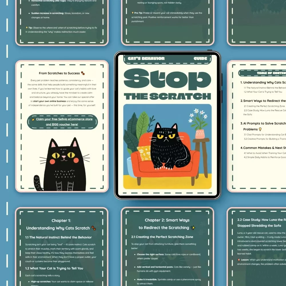 Stop the Scratch | How to Stop a Cat from Scratching | Cat Behavior Guide for Pet Owners | Printable Digital Download eBook