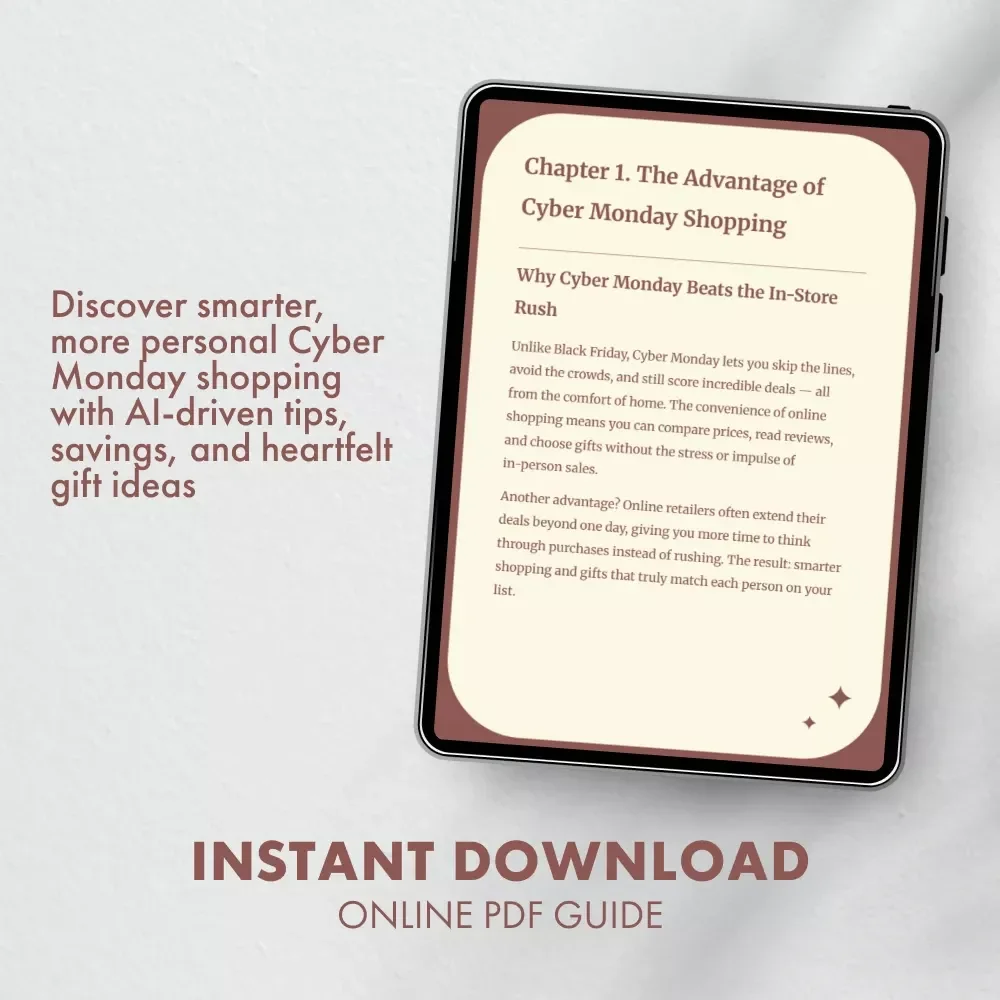 Cyber Monday Gifts That Make Smart Shopping Feel Personal | Ultimate Cyber Monday Gifts Guide for Savvy Shoppers | Digital Download eBook for Meaningful, Budget-Friendly Holiday Gifting