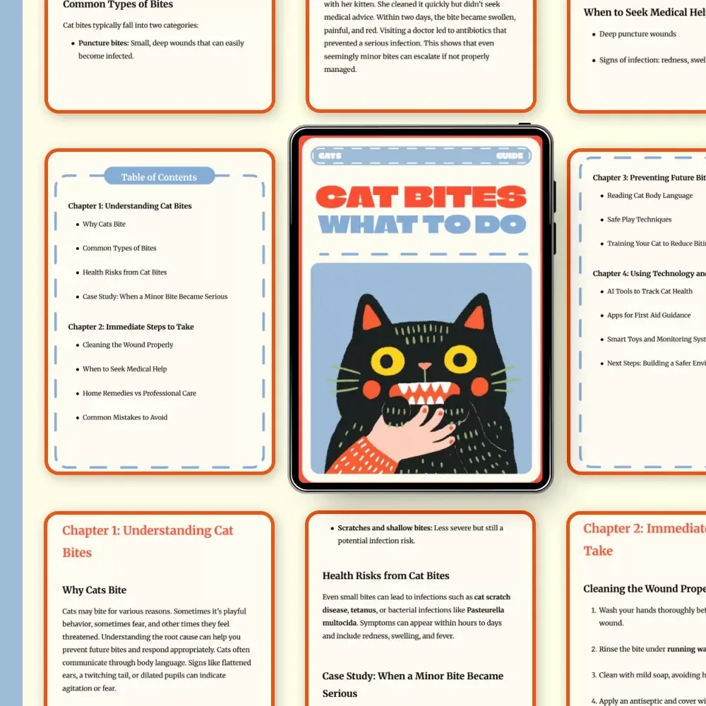 Cat Bites What to Do | Digital Guide for Cat Owners | Cat Bite Treatment, First Aid, Prevention, and Safety eBook | Pet Care PDF Download