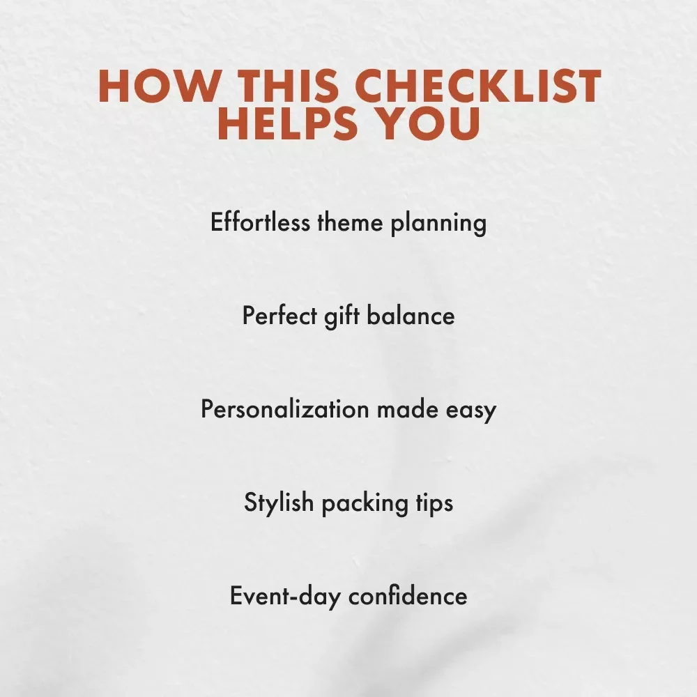 The Goody Bag Gameplan for Grown-Ups | Printable Checklist for Goody Bag Gift Ideas for Adults | Digital Download Party Planning Guide