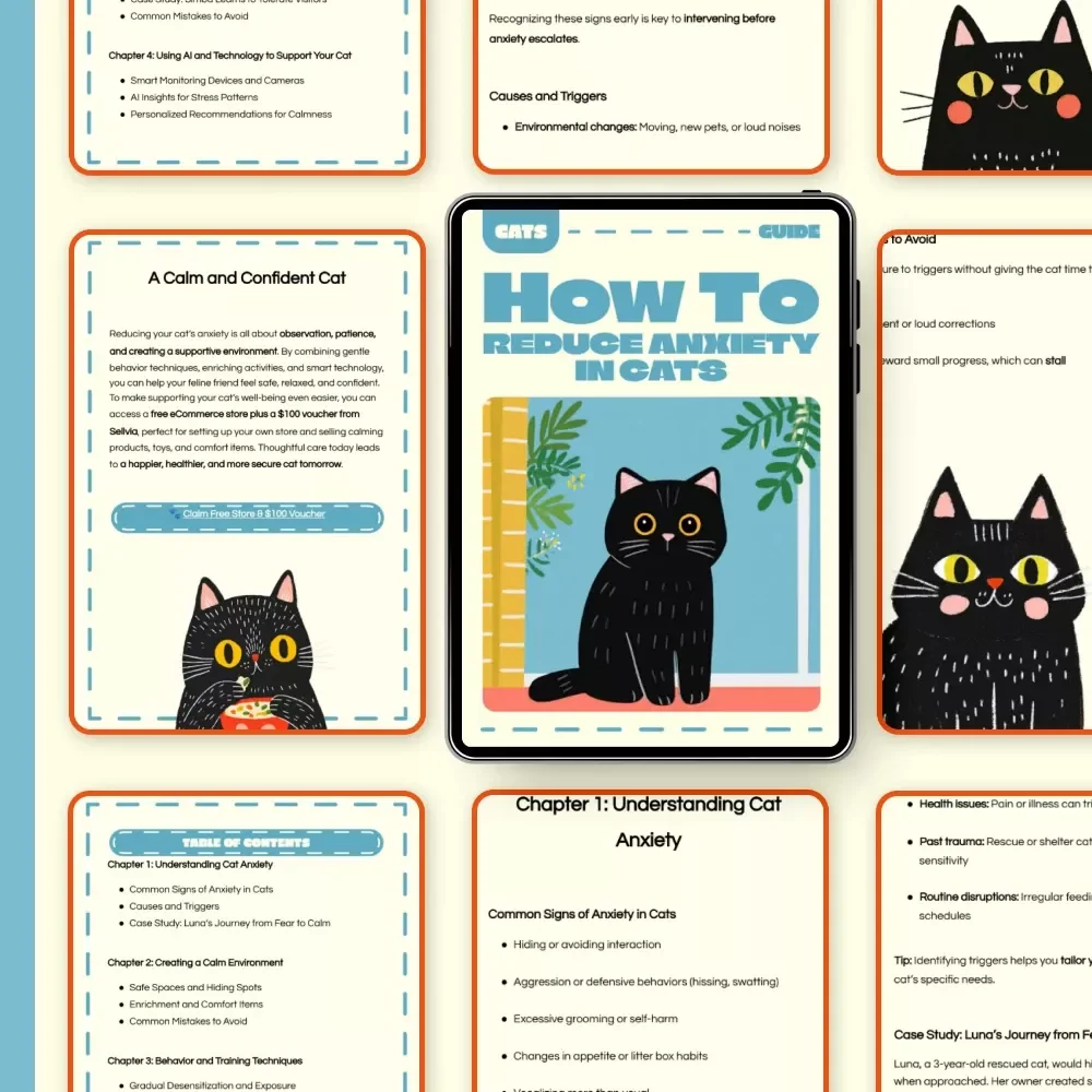 How to Reduce Anxiety in Cats | Calming Cat eBook, Feline Anxiety Relief Guide, Cat Behavior Training & AI Insights for Stress-Free Pets
